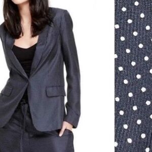 Rag & Bone Belmar Blue Silk Micro-Dot Blazer Jacket Size 4 One-Button Designer